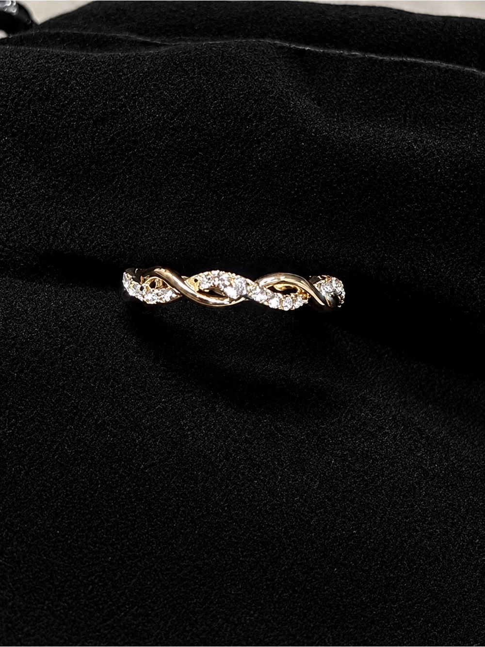 Gold Twisted Pave CZ Eternity Band - Women Jewelry